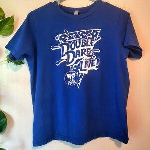 90s Nickelodeon Double Dare Live! Blue/white XL Kids tshirt